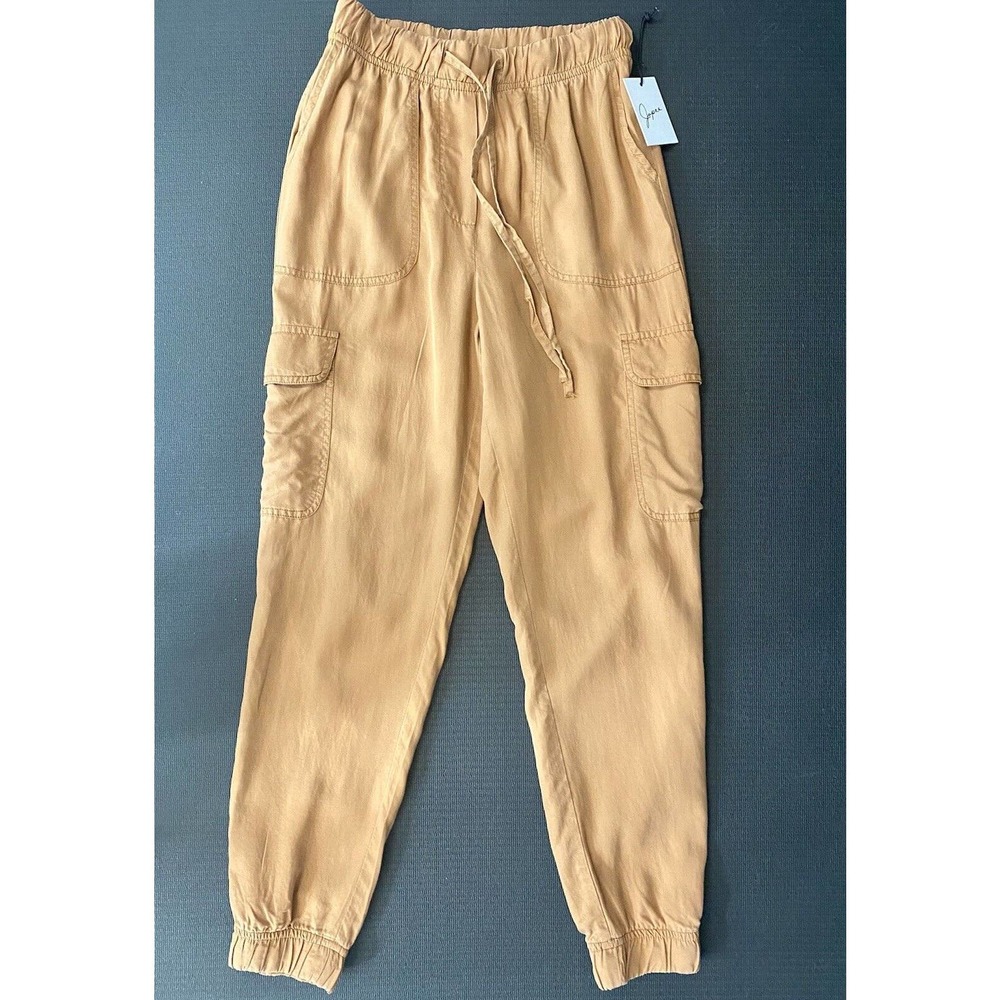 Japna Chambray Jogger Pants Elastic Waist Brown Pockets Women’s Size Medium NWT